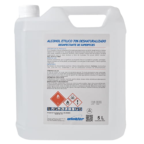 Alcohol etílico 70% desnaturalizado Winkler 5 litros