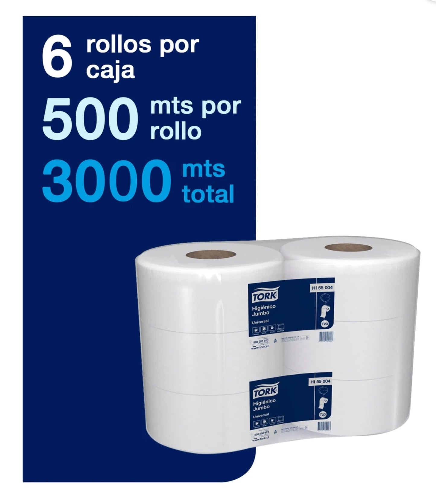 Papel higienico Jumbo Tork 6 x 500 mts